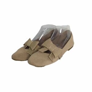 Mia Kids Flats Shoes Size 5 Beige Round Toe Slip On With Ribbon/Bow Accent Fairy